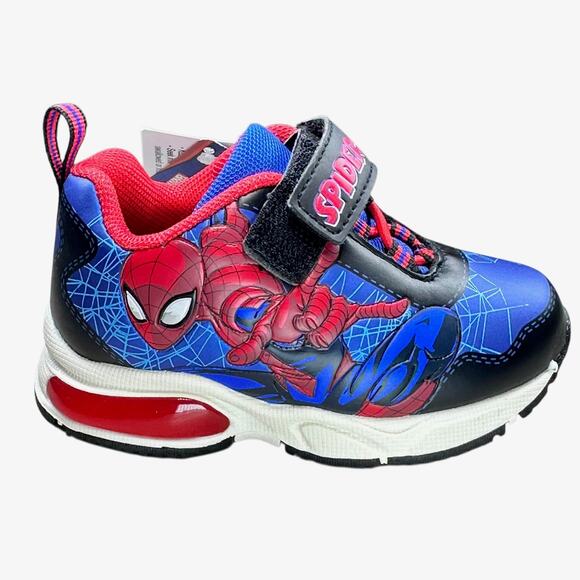 Marvel Spiderman Light Up Sneakers Size 6 Blue Red Unisex Hook & Loop New - Picture 6 of 11